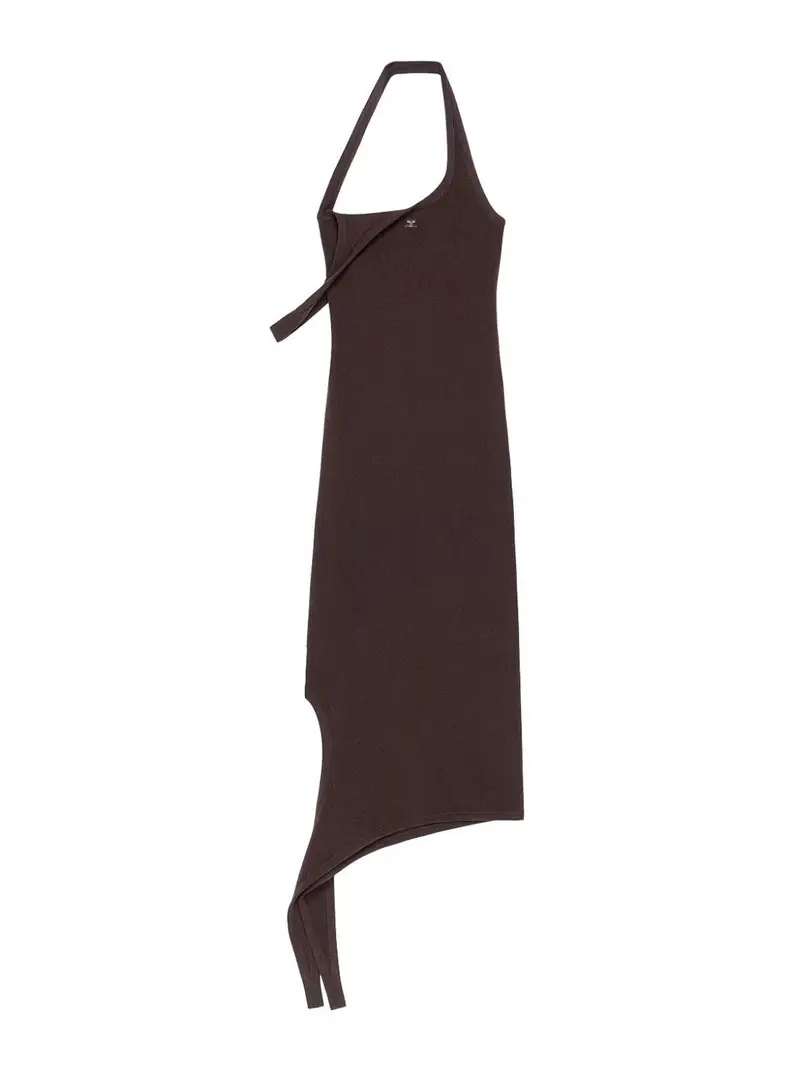 Abito midi svestito asimmetrico Marrone