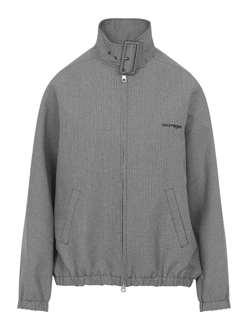 Bomber con fibbia pied de poule Nero