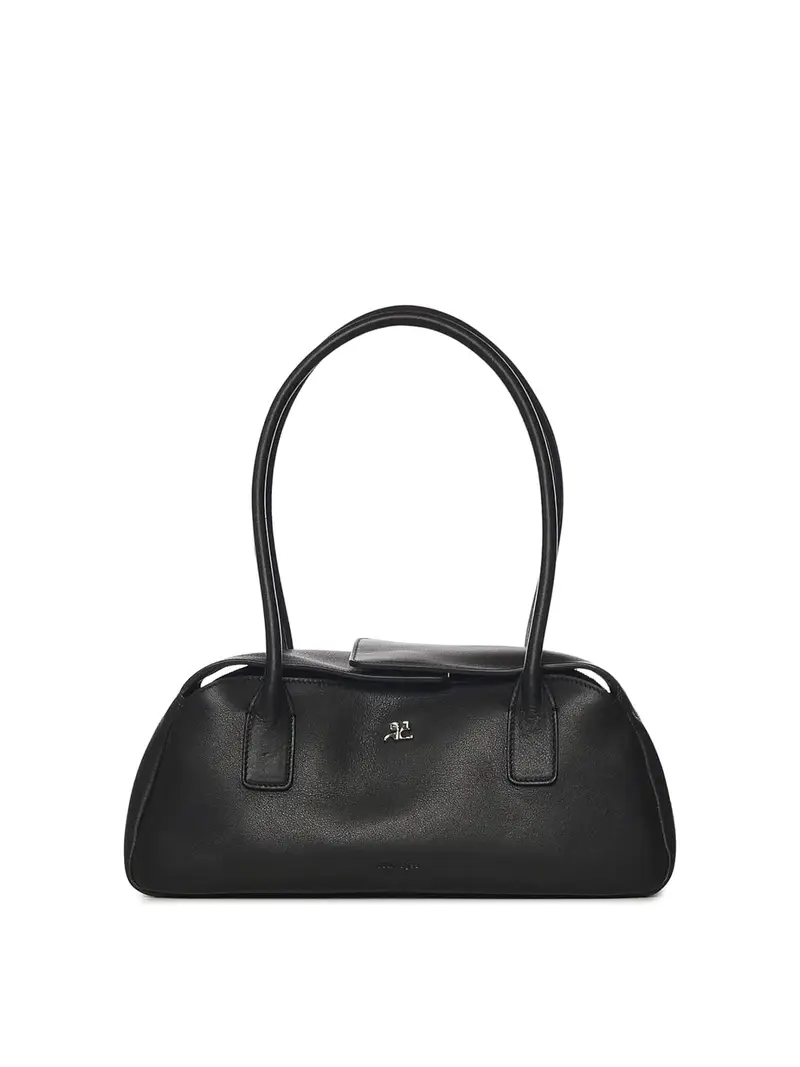 Borsa a strisce in pelle Nero