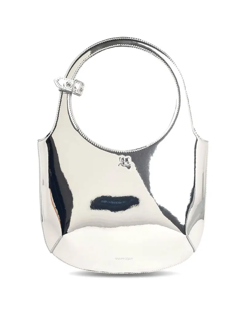Borsa in pelle argento specchio sacro