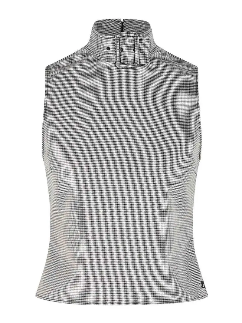 Canotta Con Fibbia In Misto Lana Beige