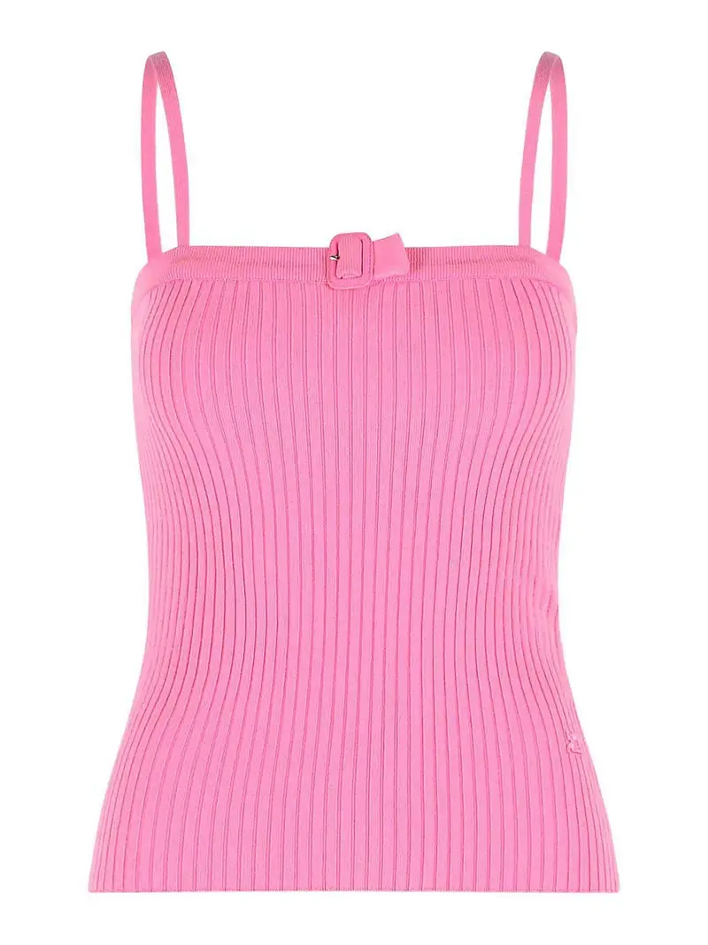 Canotta Con Fibbia In Misto Viscosa Rosa Color Carne E Neutri