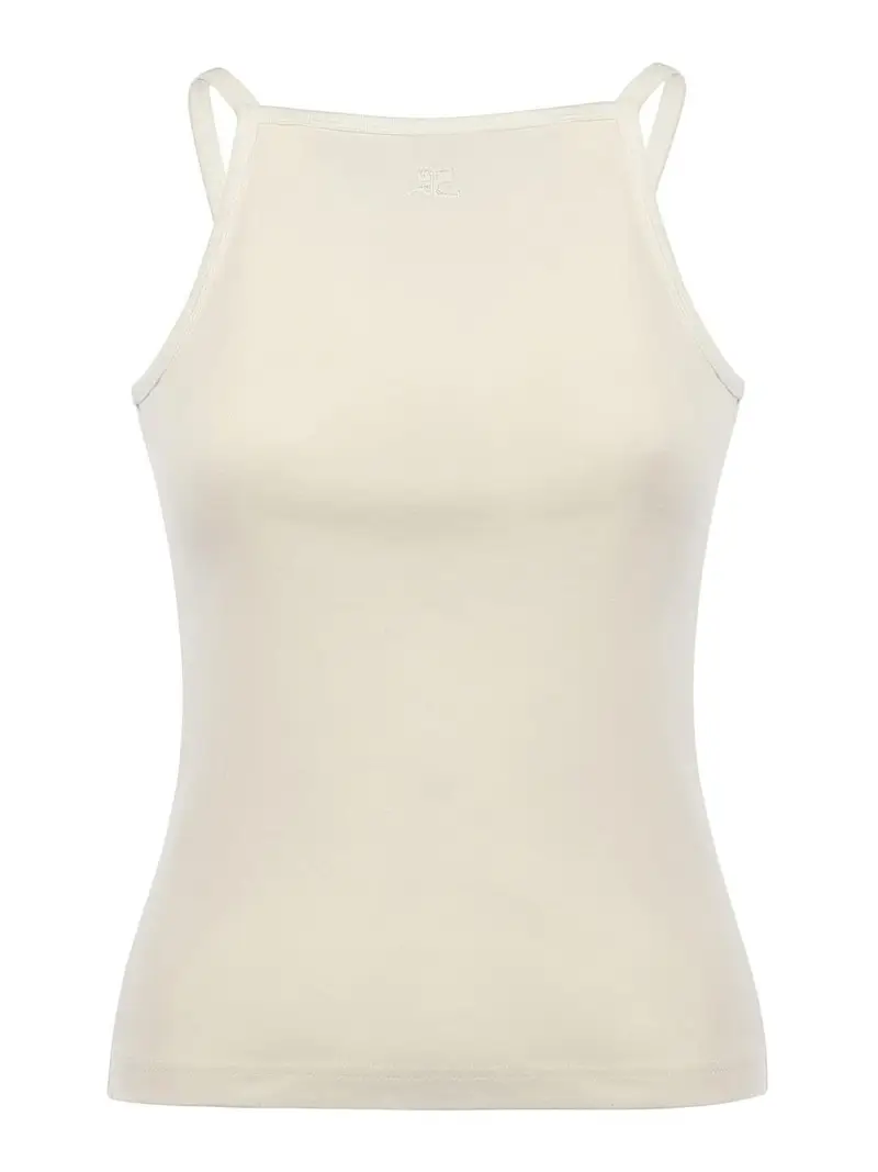 Canotta in cotone a contrasto Bianco