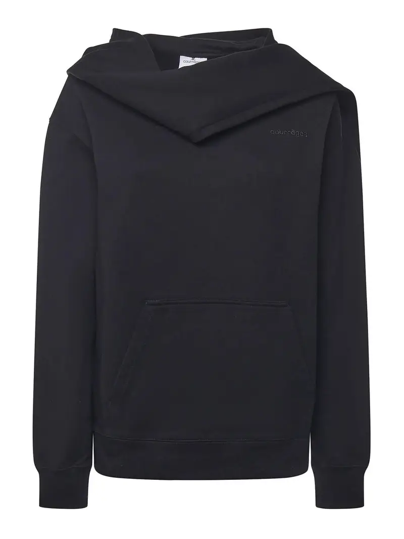 Felpa Con Cappuccio E Sciarpa Nero