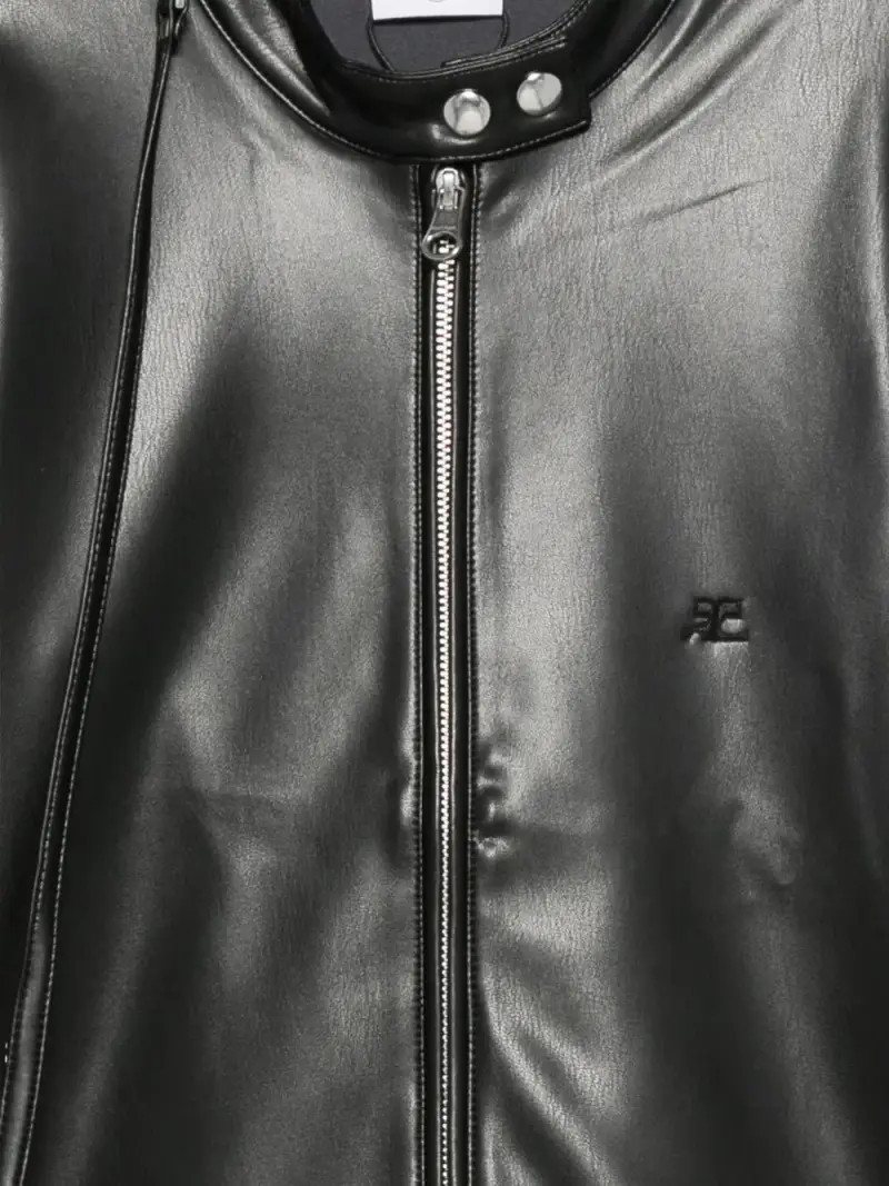 Courreges Giacca in pelle nera miniatura 3