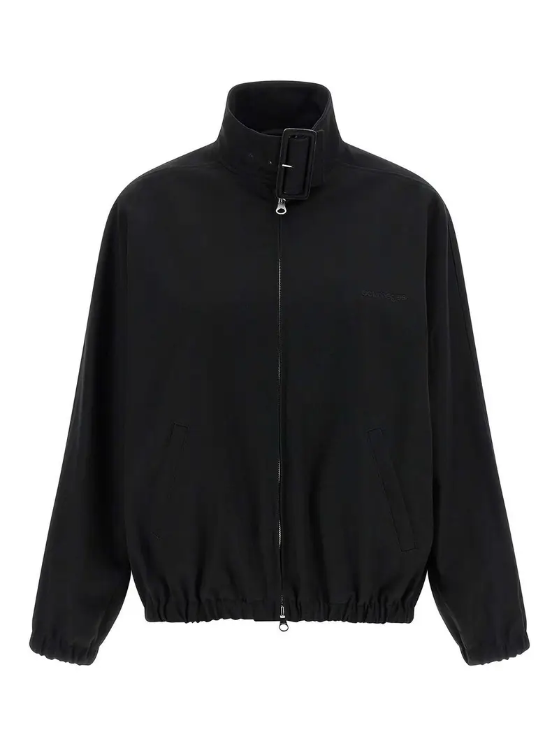 Giubbotto bomber con cerniera e fibbia Nero