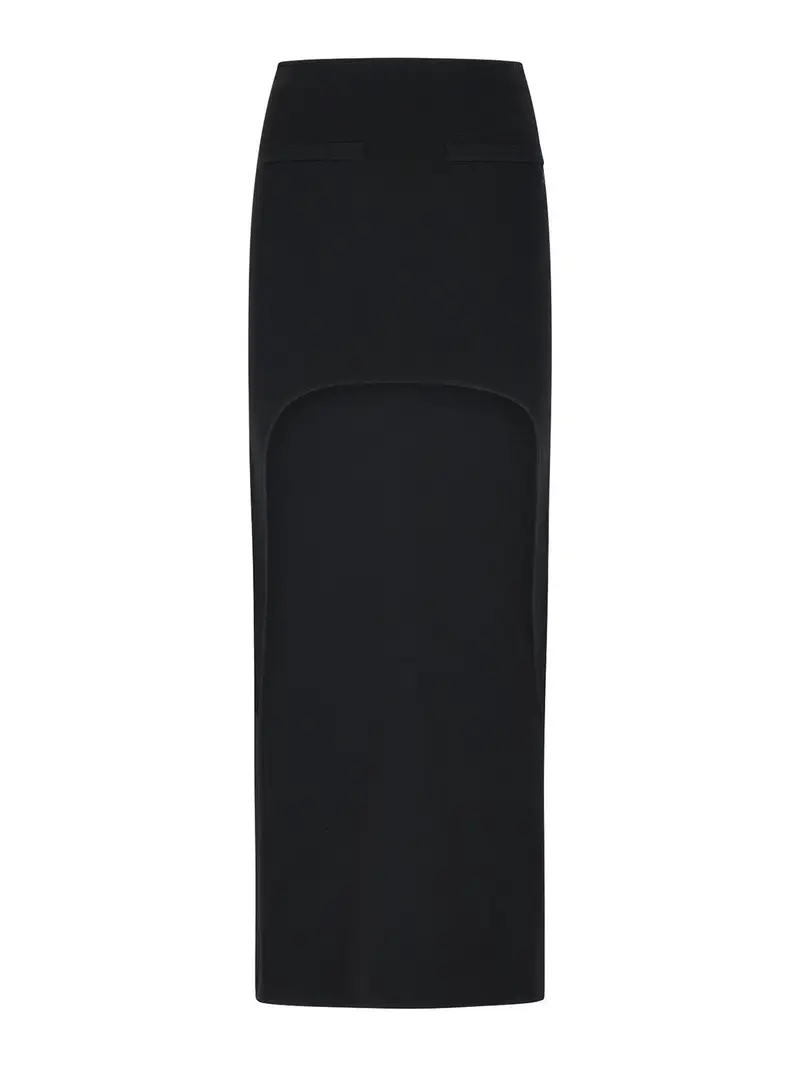 Gonna Lunga In Misto Viscosa Nera Nero