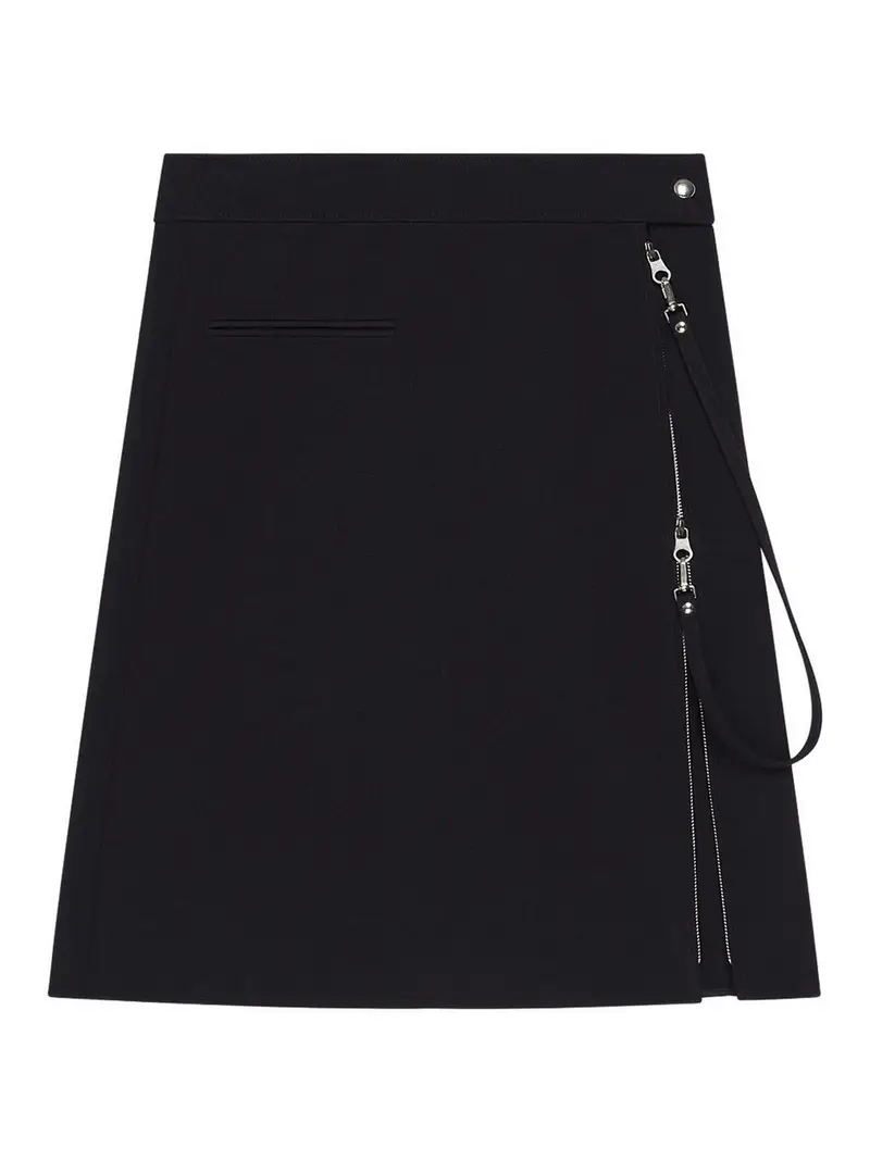Gonna midi con zip laterale Nero
