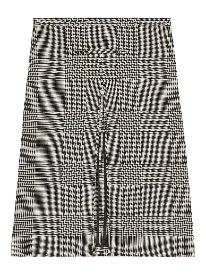 Gonna midi Principe di Galles con zip Marrone