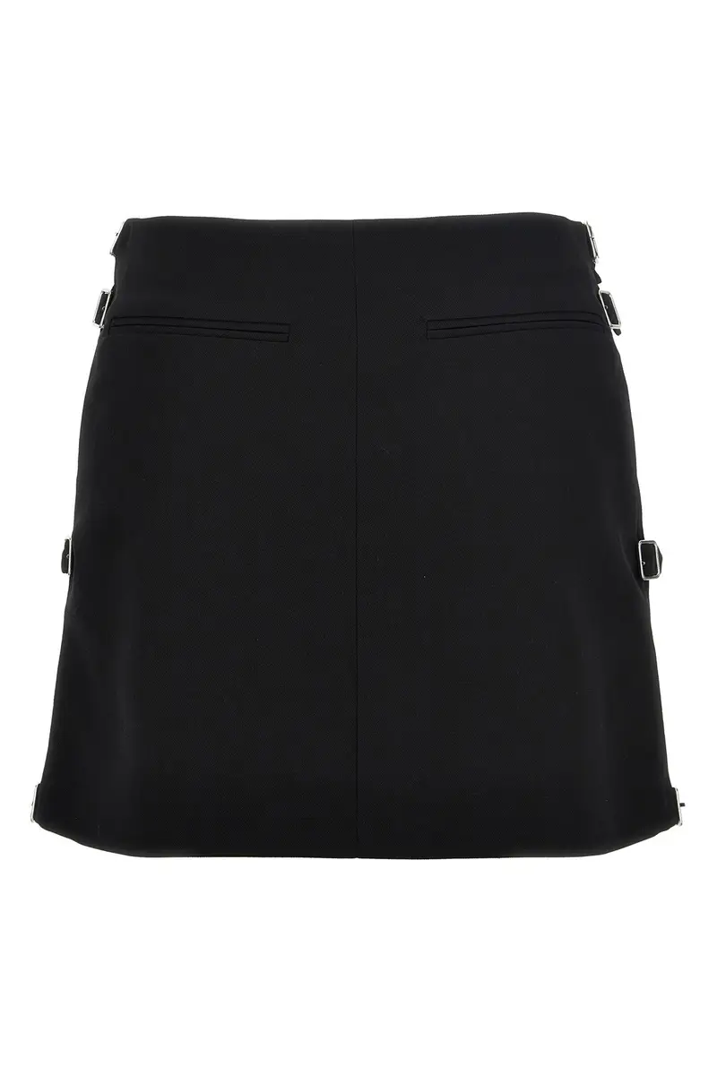 Gonna Multi Sangle Wool Mini Nero