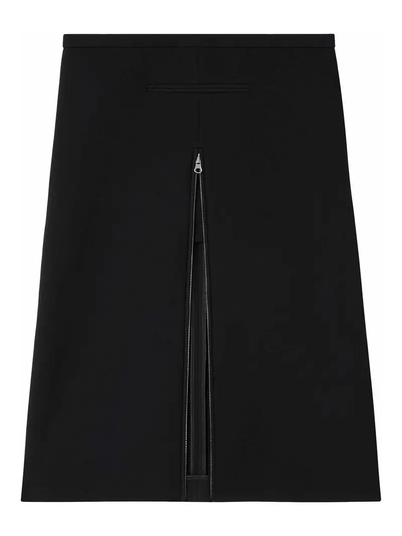 Heritage Tailored Crepe-Texture Midi Skirt Nero