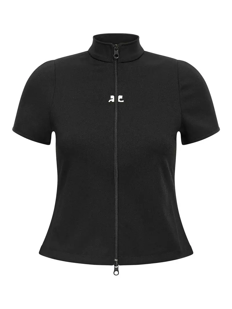 Interlock Top zippato Nero