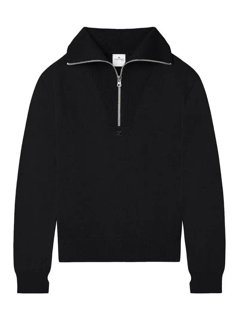 Maglione in lana merino con cerniera Nero