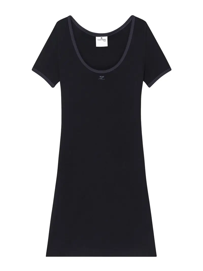 Mini abito a maniche corte in cotone in nero