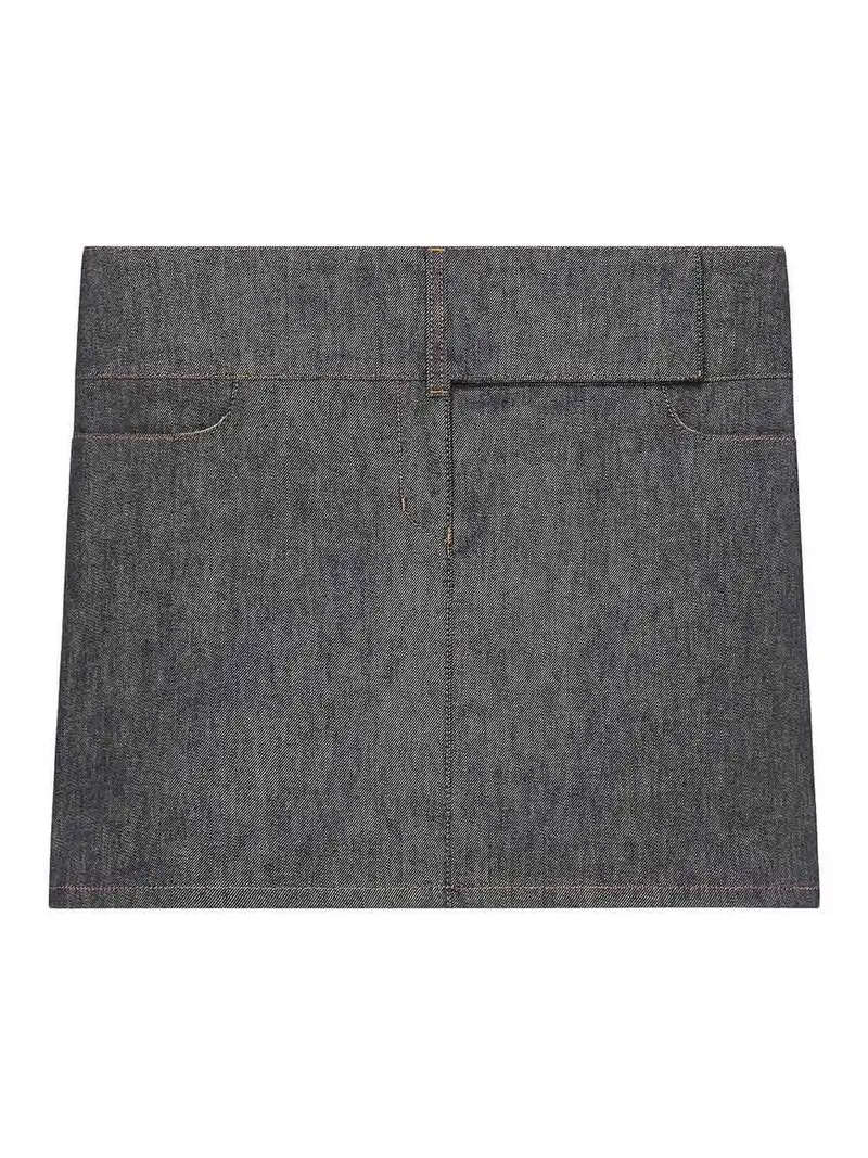 Mini gonna in denim con cintura Grigio