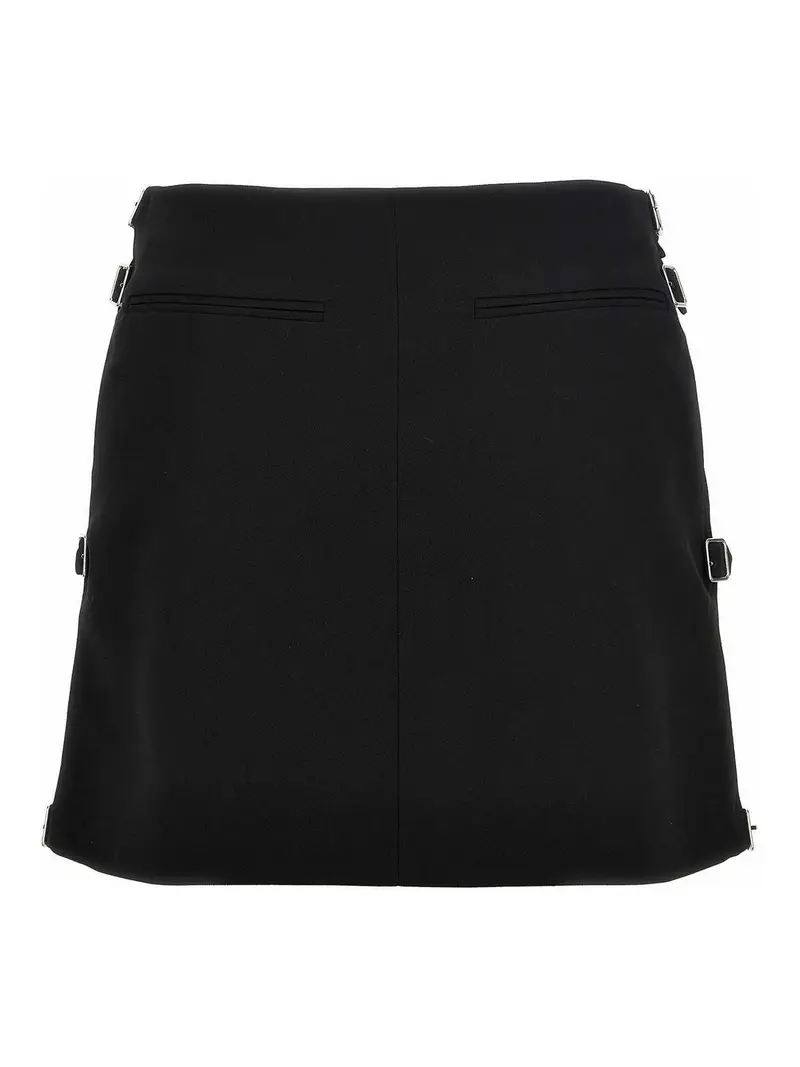 Multi Sangle Wool Mini Skirt Nero