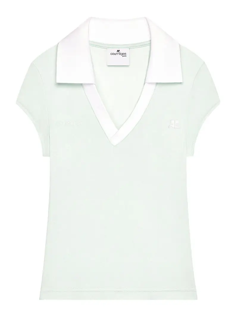 Polo corta con logo Blu