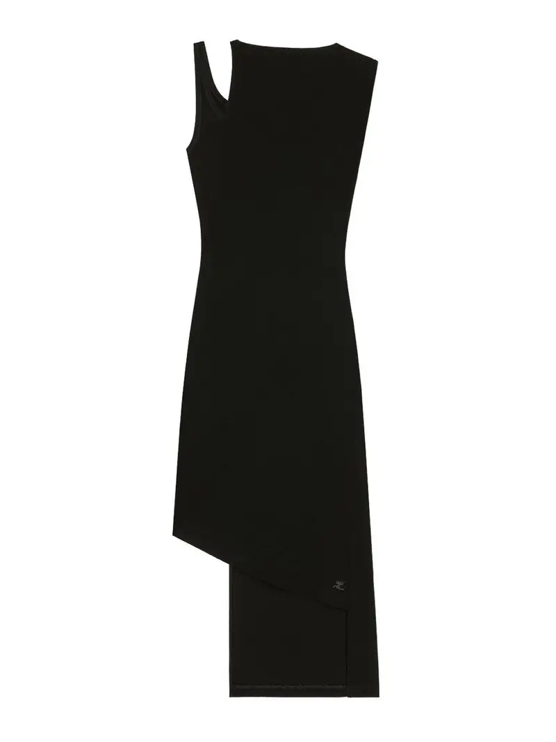 Vestito Midi Asimmetrico A Coste Nero