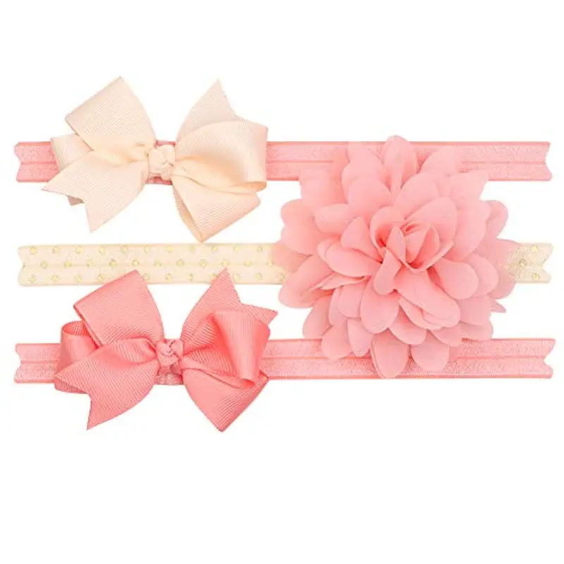 COUXILY Neonate Fasce morbide in cotone Fiocco annodato con fiocco Fascia elastica Solido e stampato Fiocco di colore