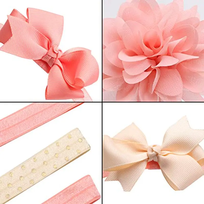 COUXILY Neonate Fasce morbide in cotone Fiocco annodato con fiocco Fascia elastica Solido e stampato Fiocco di colore miniatura 3