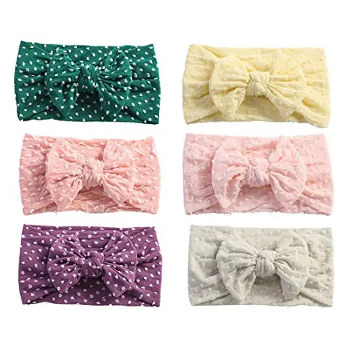 COUXILY Neonate Fasce morbide in cotone Fiocco annodato con fiocco Fascia elastica Solido e stampato Fiocco di colore