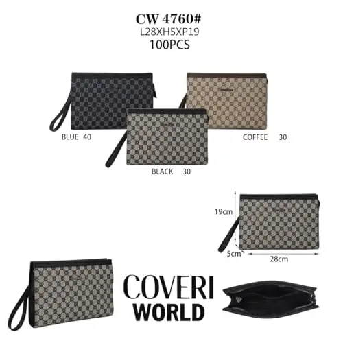 Coveri Borsa Uomo a Mano Grande, Dimensioni 29x20x4, 5 cm, Sottobraccio con Manico Rimovibile, Design Monogramma, Art miniatura 2