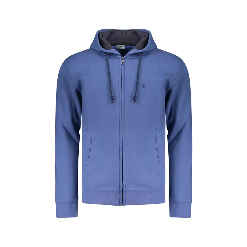 Felpa Maniche Lunghe Uomo Blu Zip Ricamo