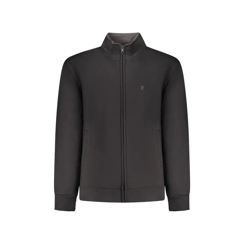 Felpa Maniche Lunghe Uomo Nera Zip Ricamo Nero