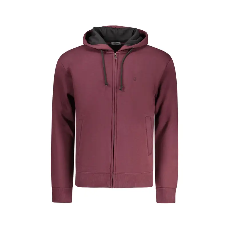 Felpa Maniche Lunghe Uomo Rossa Zip Ricamo Rosso