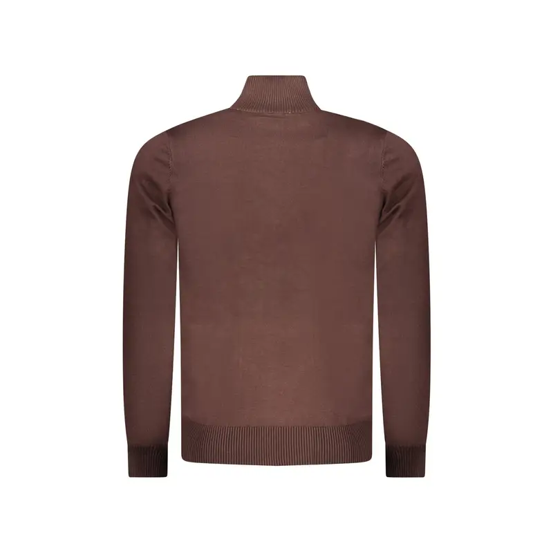 Maglia Uomo Marrone Mezzo Zip Ricamo miniatura 2