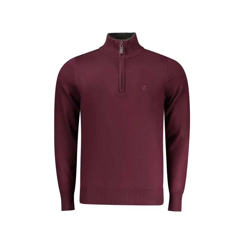 Maglia Uomo Rossa Mezzo Zip Ricamo Rosso