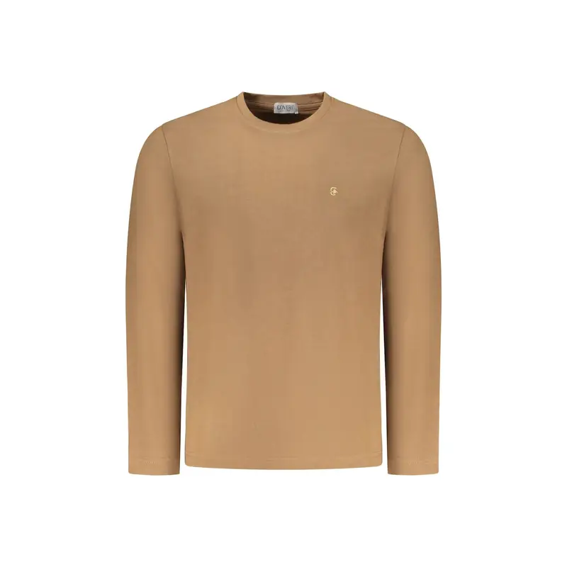 T-Shirt Maniche Lunghe Uomo Marrone Ricamo