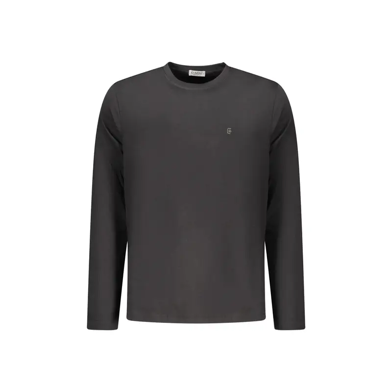 T-Shirt Maniche Lunghe Uomo Nera Ricamo Nero