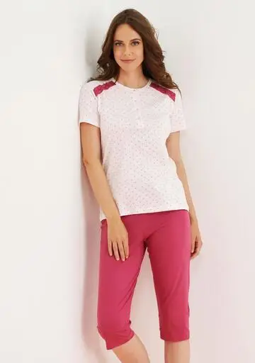 Pigiama donna a manica corta e pinocchietto in jersey di cotone E Coveri EP5199