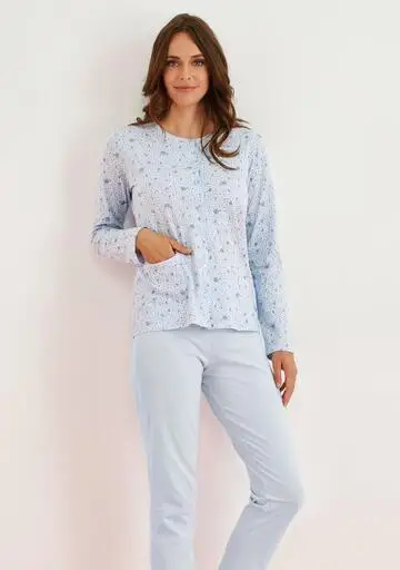 Pigiama donna aperto in jersey di cotone Enrico Coveri EP5200