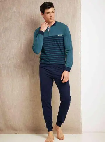 Pigiama uomo lungo in jersey di cotone Enrico Coveri EP1153