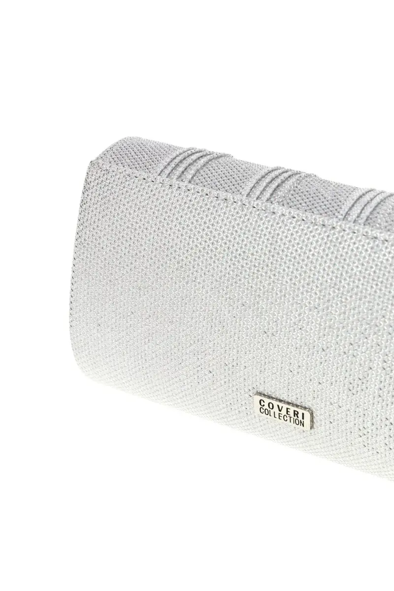 Pochette da sera blu con pieghe e brillantini COVERI COLLECTION SERA 099 [ARGENTO] miniatura 3