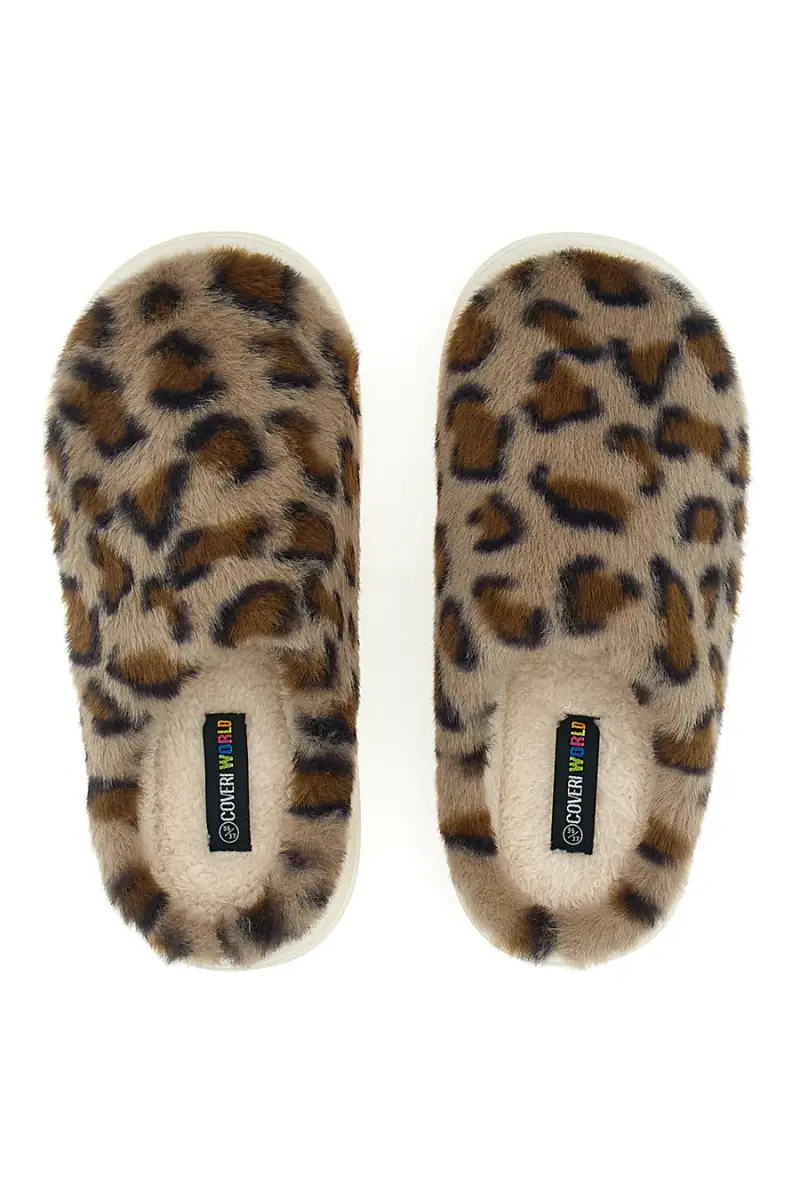 Ciabatte leopardate in pelliccia sintetica Coveri World 25805 [LEOPARD] miniatura 3