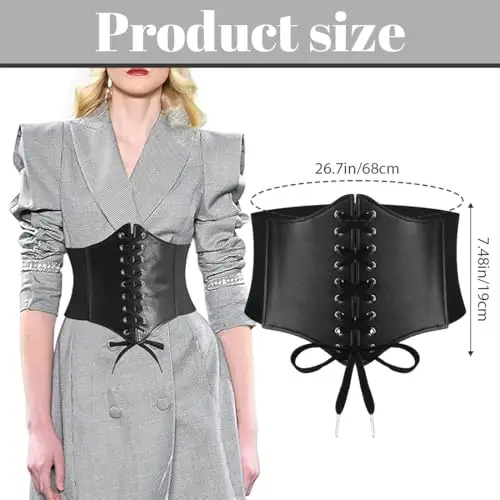 COYUN 1 pcs Corsetto nero da pirata da donna, Corset cintura, costume da Halloween, corsetto pirata per donne, abito da miniatura 2