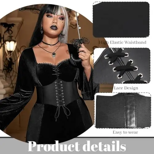 COYUN 1 pcs Corsetto nero da pirata da donna, Corset cintura, costume da Halloween, corsetto pirata per donne, abito da miniatura 3