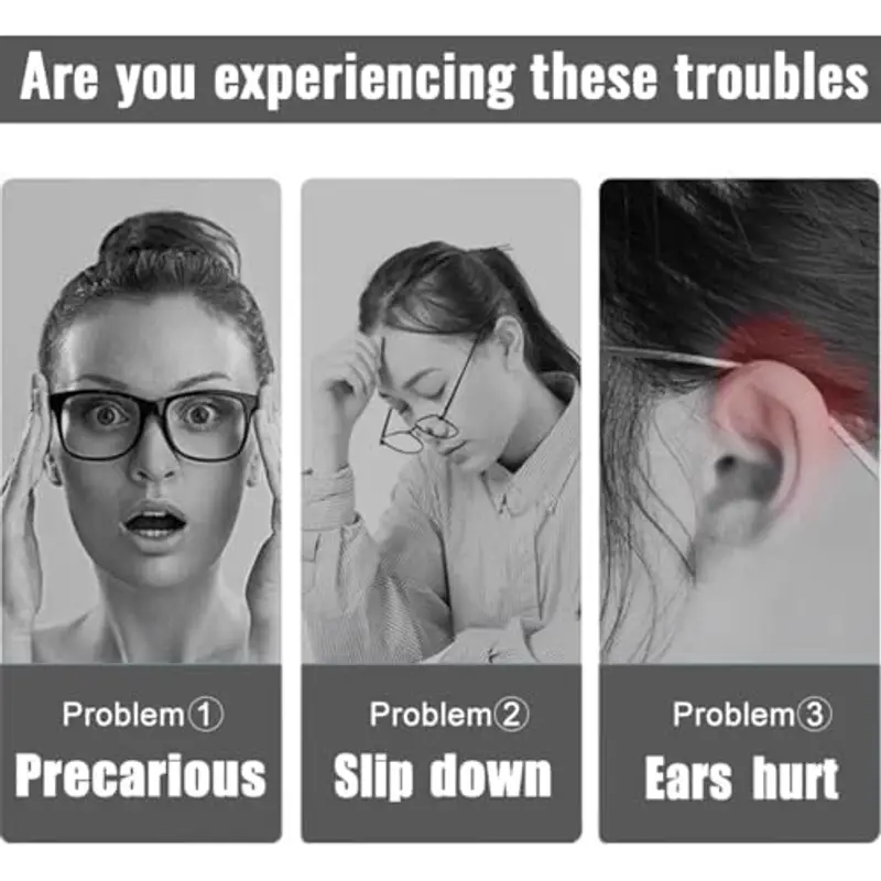 COYUN 16 paia occhiali antiscivolo in silicone con gancio per orecchie, adesivi per occhiali da vista, naselli, tempie, manicotto, supporto per orecchio, Ferma Occhiali, Gommini Antiscivolo, nero miniatura 2