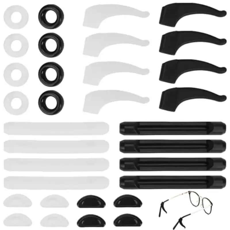 COYUN 16paia Ferma Occhiali, Ferma Occhiali in Silicone, Naselli Antiscivolo per Occhiali, Gommini Antiscivolo, Gancio Ear Grips, Laccio Sport, per Occhiali da Sole e da Lettura, Gommini Occhiali Naso