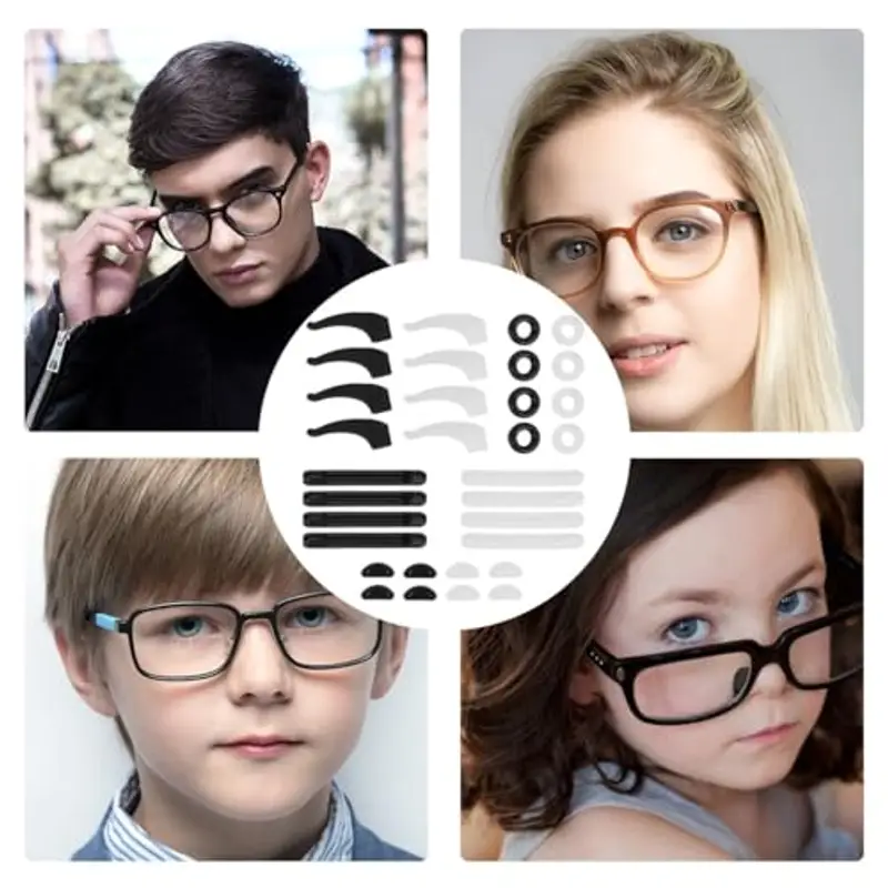 COYUN 16paia Ferma Occhiali, Ferma Occhiali in Silicone, Naselli Antiscivolo per Occhiali, Gommini Antiscivolo, Gancio Ear Grips, Laccio Sport, per Occhiali da Sole e da Lettura, Gommini Occhiali Naso miniatura 2