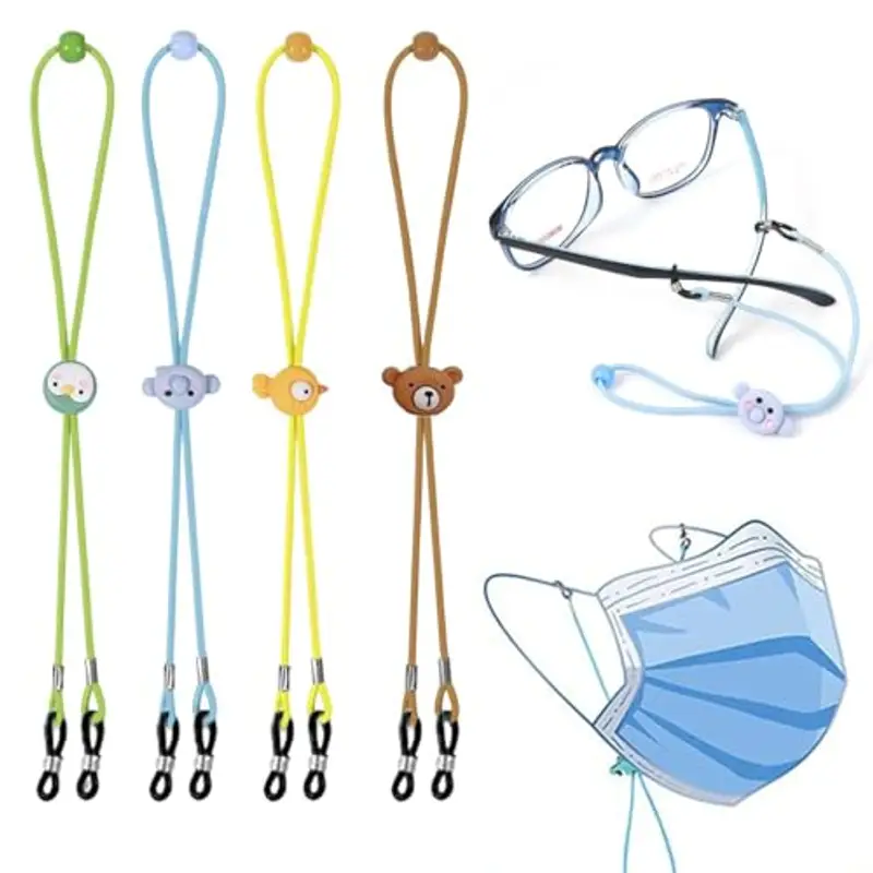 COYUN 4 Pezzi Ragazzo e Ragazza Cordino per Occhiali, Regolabile Fermo per Occhiali Mascherine Laccetto Occhiali, Laccetto Occhiali, Cordino per Occhiali per Sport da Corsa attività all'aperto