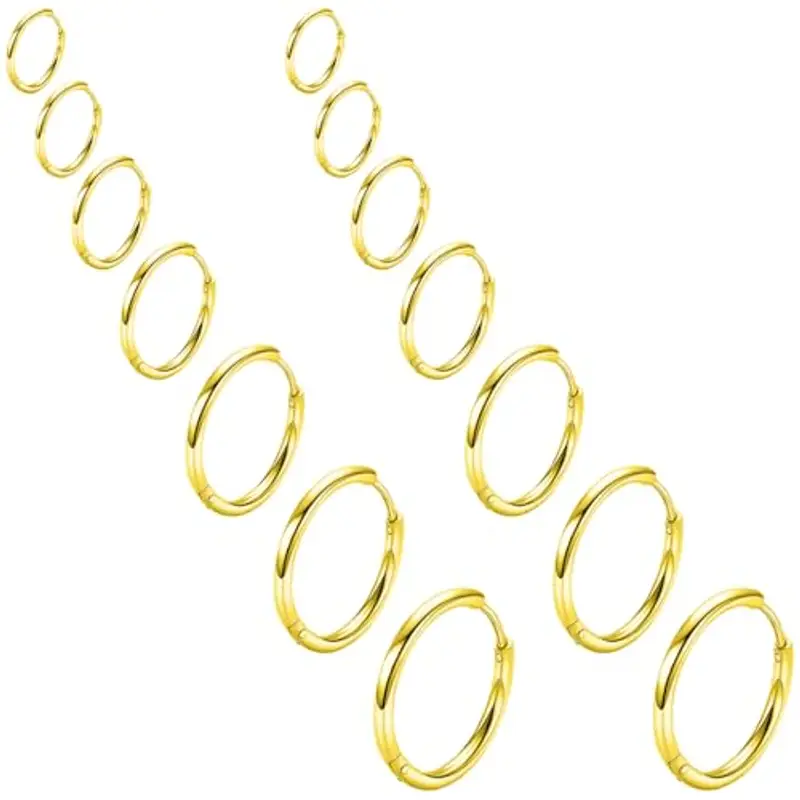 COYUN 7 Paia Orecchini a Cerchio in Acciaio Inossidabile, Orecchini di Orecchini Cerchio, Orecchini Cerchio Rotondo, Piccoli Orecchini a Cerchio Cartilagineo Anelli per Labbra Naso per Uomini e Donne
