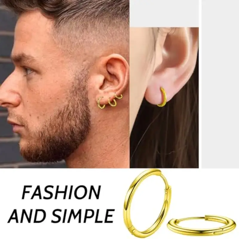 COYUN 7 Paia Orecchini a Cerchio in Acciaio Inossidabile, Orecchini di Orecchini Cerchio, Orecchini Cerchio Rotondo, Piccoli Orecchini a Cerchio Cartilagineo Anelli per Labbra Naso per Uomini e Donne miniatura 2