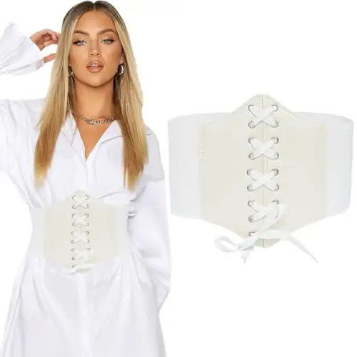 COYUN Corsetto Donna Pirata, Cintura Elastica Larga, Pizzo in Vita, Fascia Larga, Per Costume da Donna di Halloween,