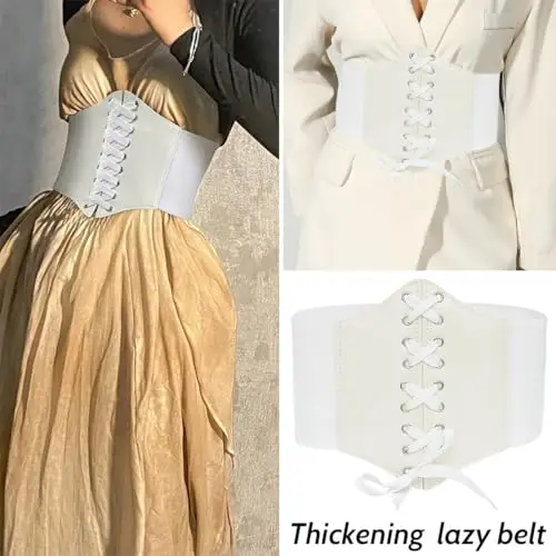 COYUN Corsetto Donna Pirata, Cintura Elastica Larga, Pizzo in Vita, Fascia Larga, Per Costume da Donna di Halloween miniatura 2