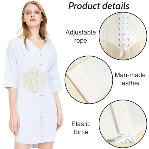 COYUN Corsetto Donna Pirata, Cintura Elastica Larga, Pizzo in Vita, Fascia Larga, Per Costume da Donna di Halloween miniatura 3