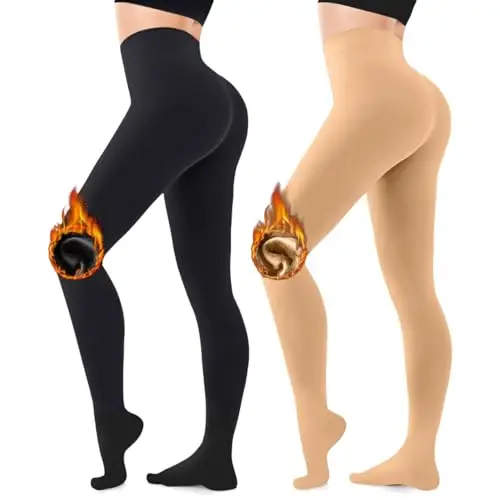 CozyWow Collant termici da donna, nero+colore della pelle, L